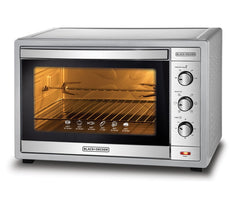 Black+Decker, 62 Litres Double Glass Toaster Oven with Rotisserie, Silver, TRO62RDG