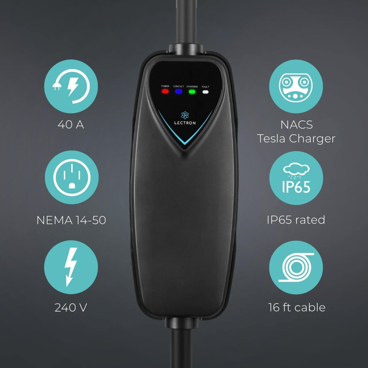 Lectron Portable Level 2 Tesla EV Charger | 240V | 40 Amp | NEMA 14-50