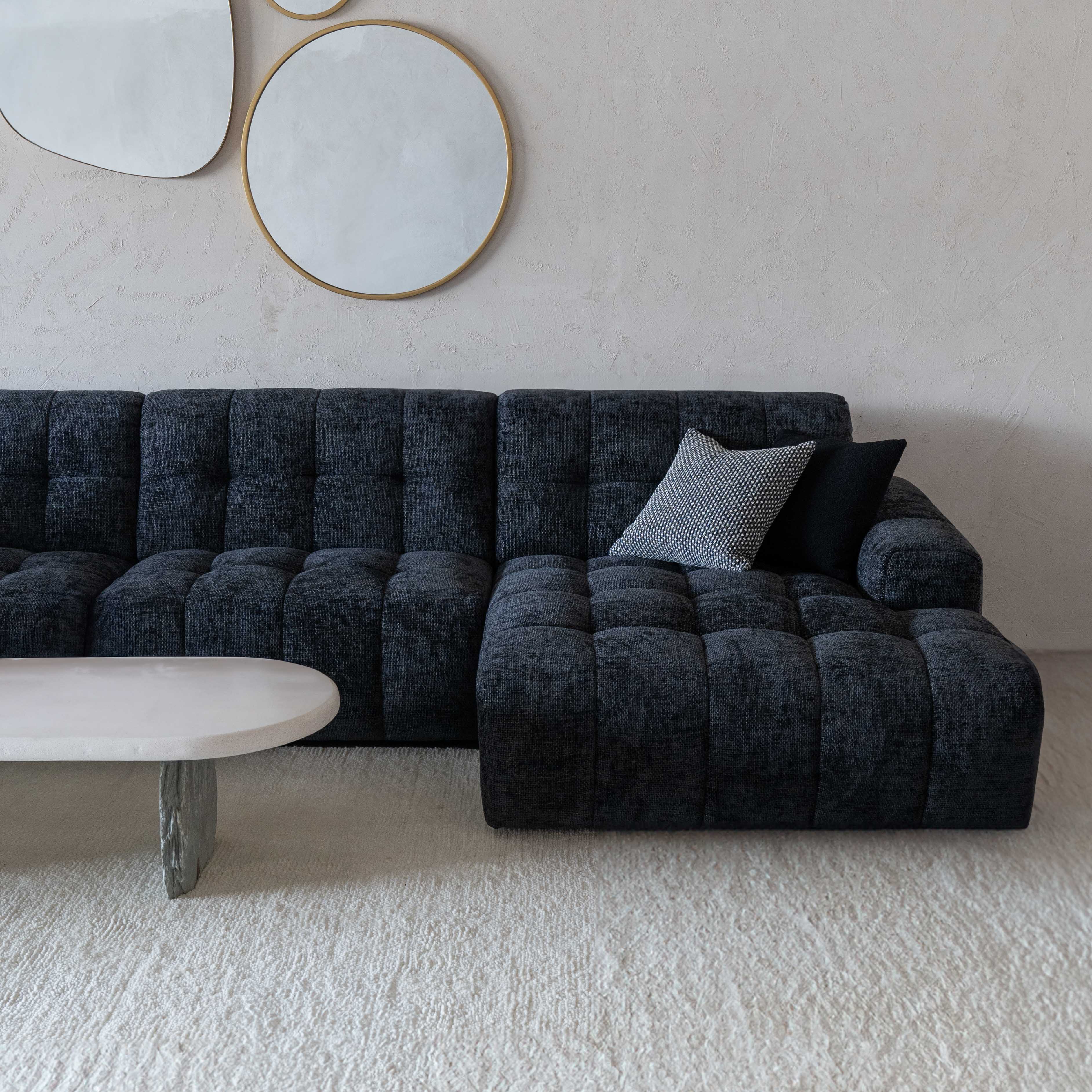 Dolphine Black Modern Corner & L-Shape Sofa