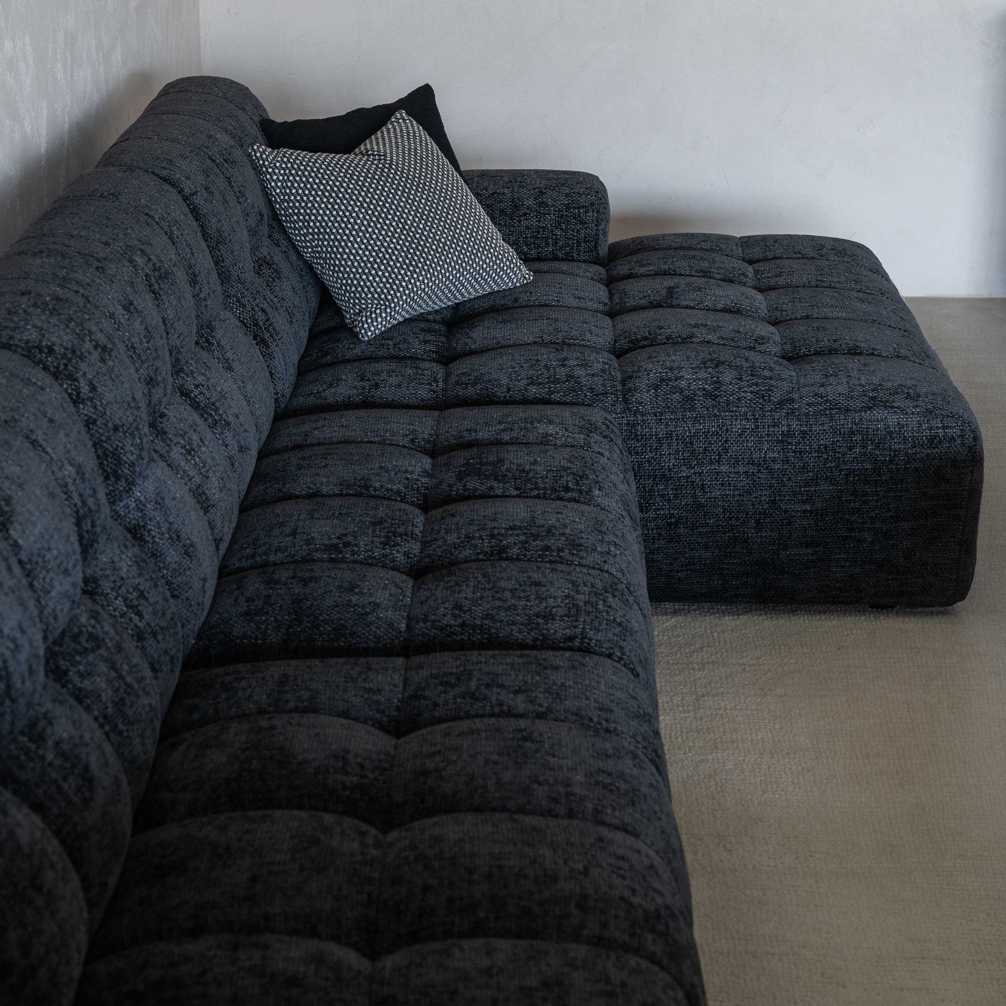 Dolphine Black Modern Corner & L-Shape Sofa