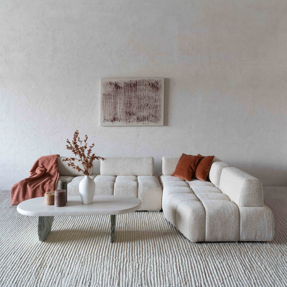 Lama Modern White Corner | L Shape Extendable Sofa