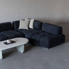 Lama Modern Black Corner Sofa | L Shape Extendable Sofa