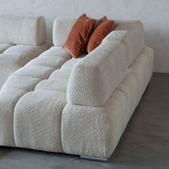 Lama Modern White Corner | L Shape Extendable Sofa