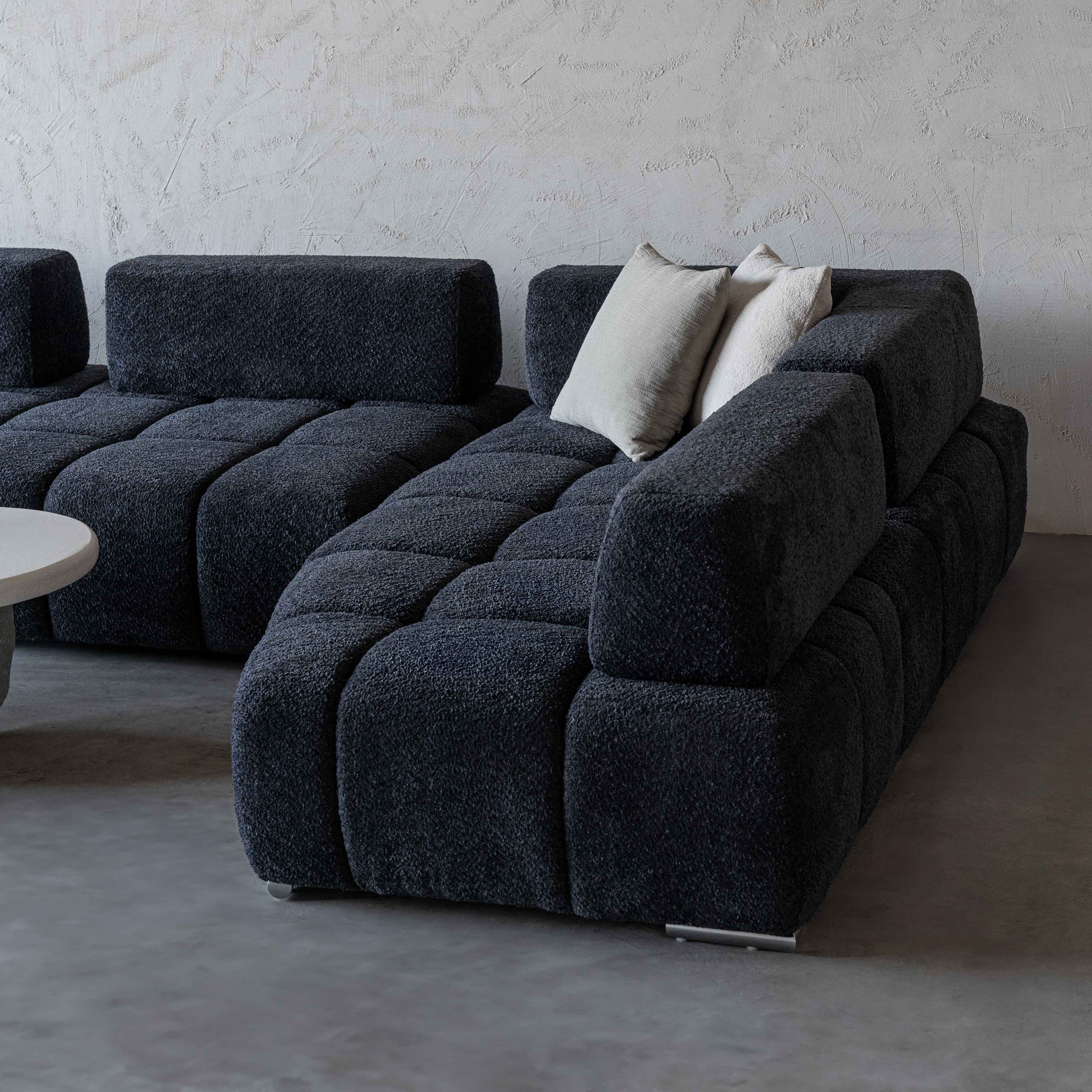 Lama Modern Black Corner Sofa | L Shape Extendable Sofa