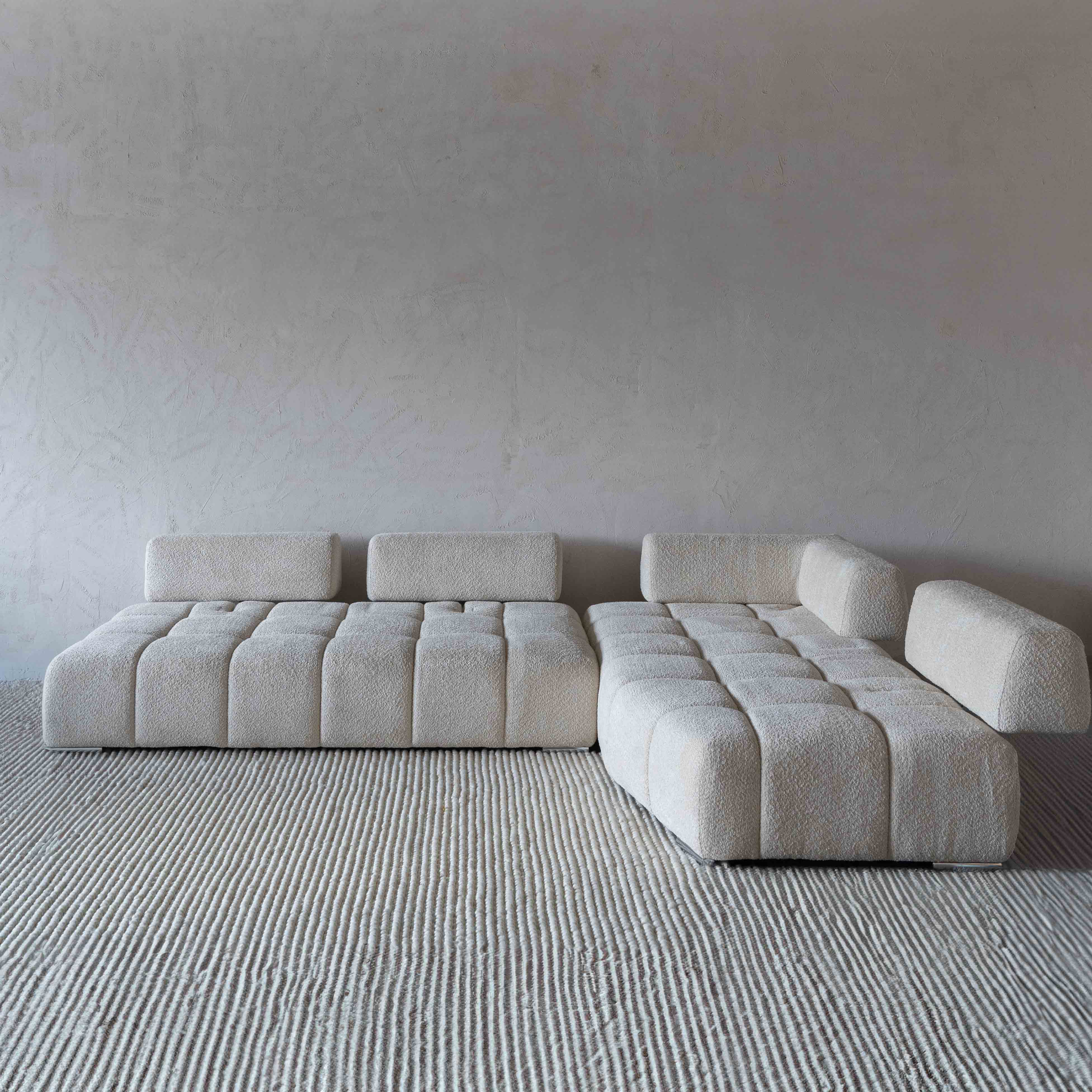 Lama Modern White Corner | L Shape Extendable Sofa