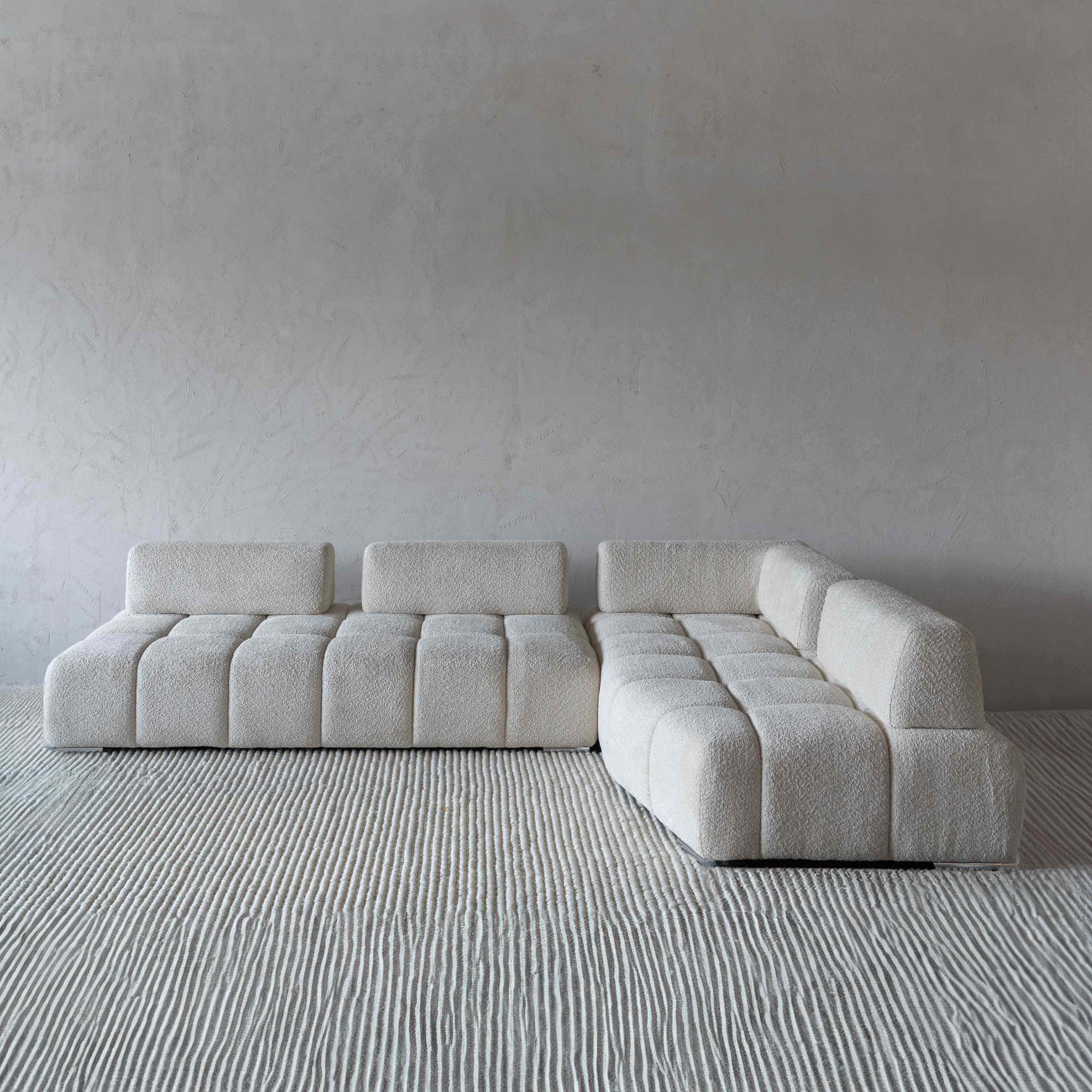 Lama Modern White Corner | L Shape Extendable Sofa