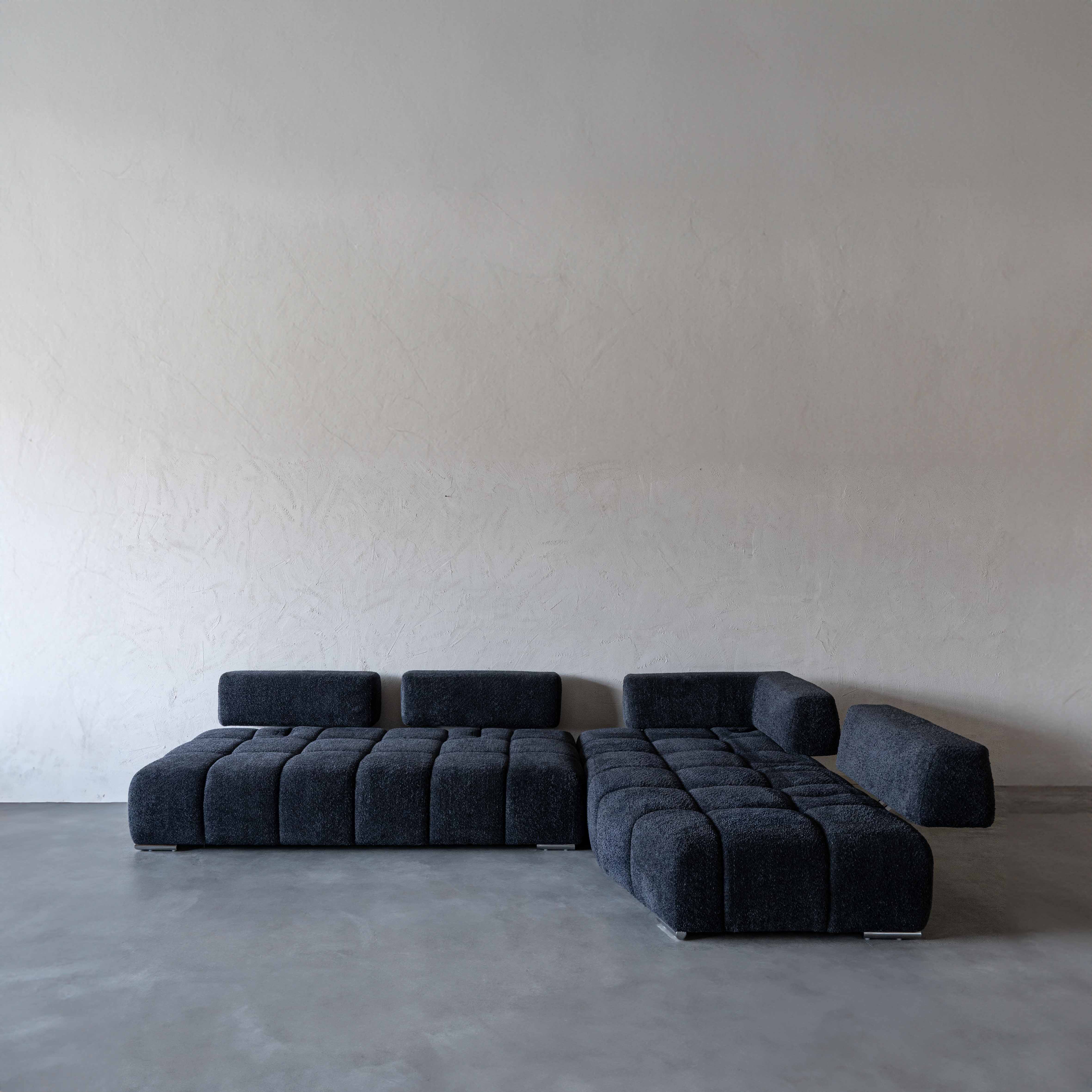 Lama Modern Black Corner Sofa | L Shape Extendable Sofa