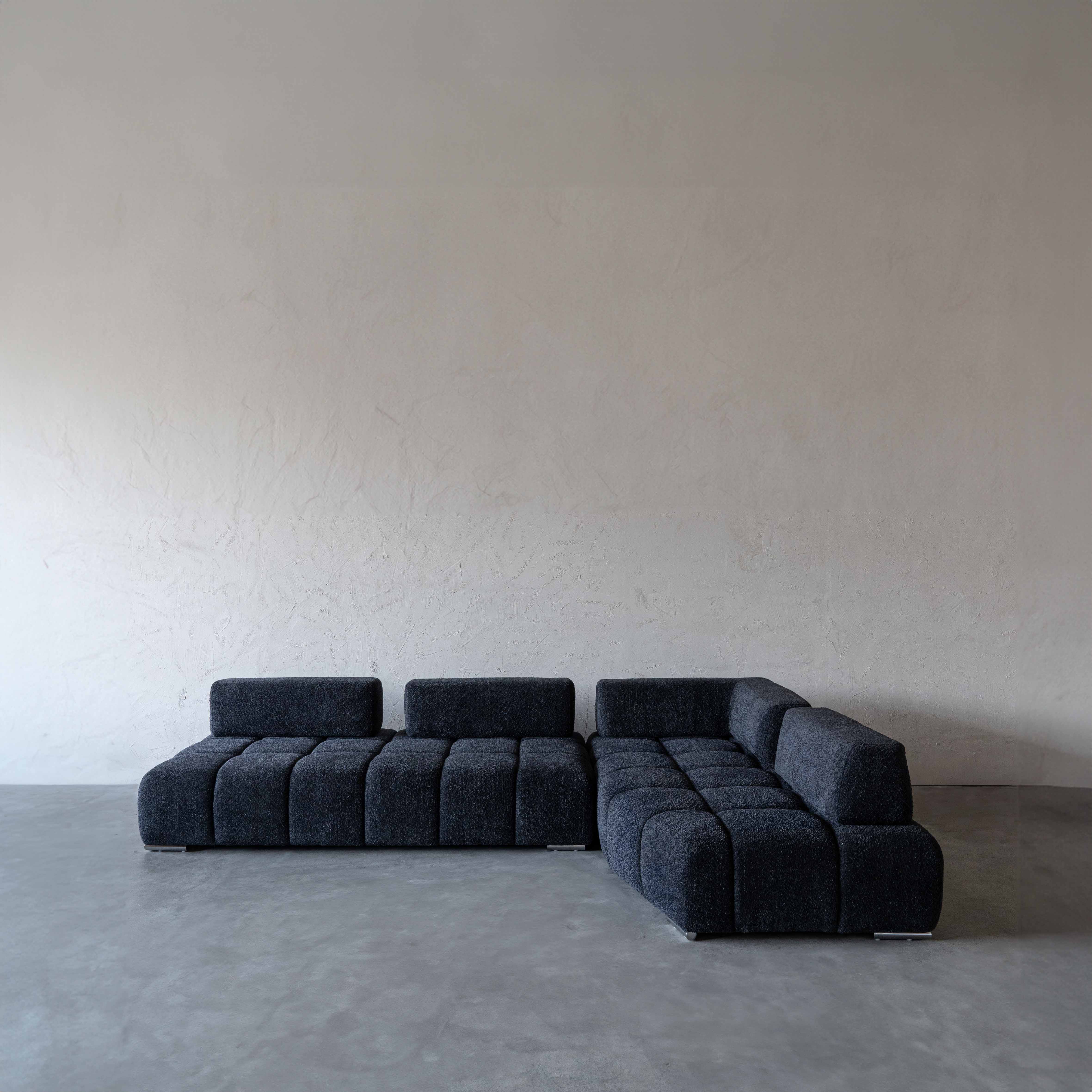 Lama Modern Black Corner Sofa | L Shape Extendable Sofa