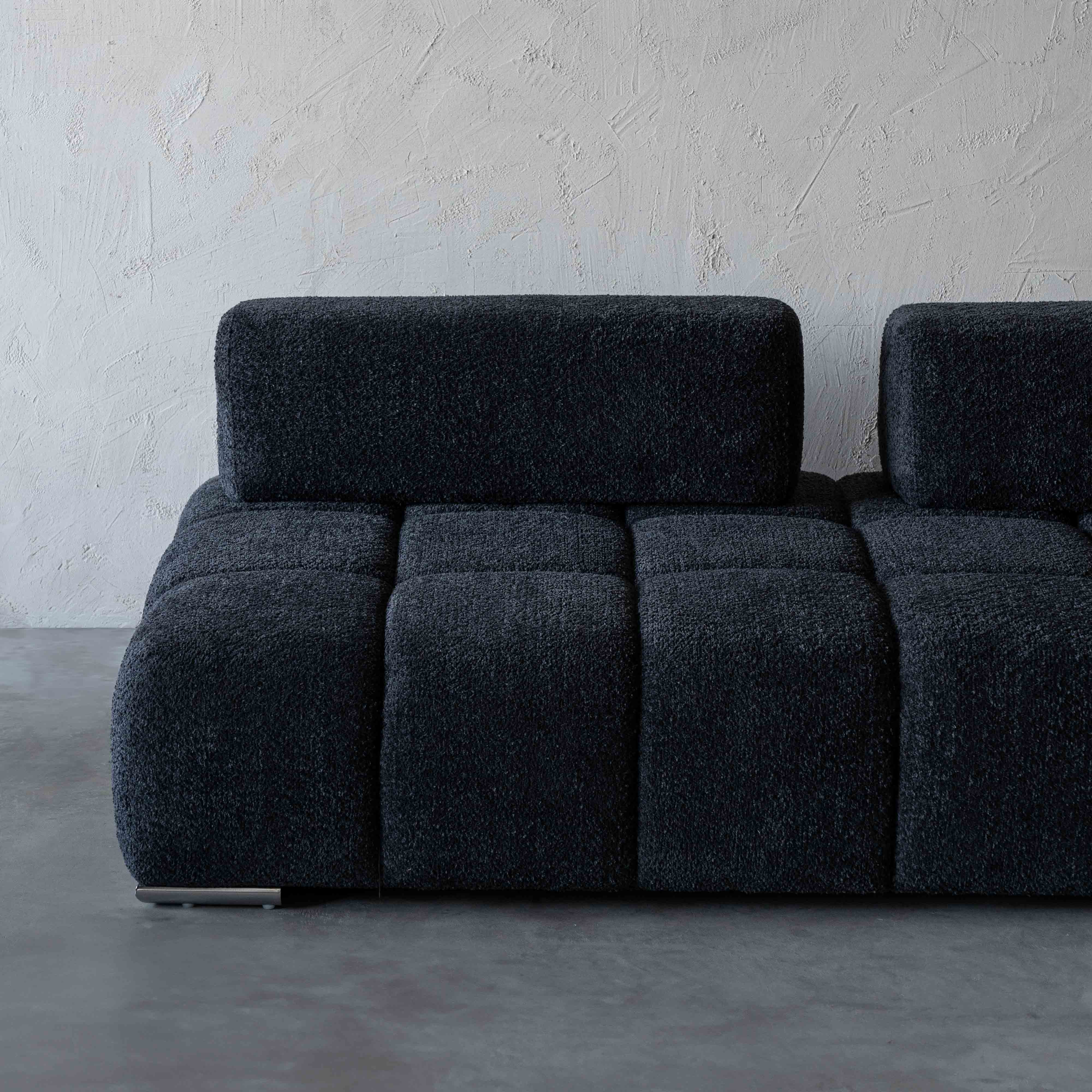 Lama Modern Black Corner Sofa | L Shape Extendable Sofa