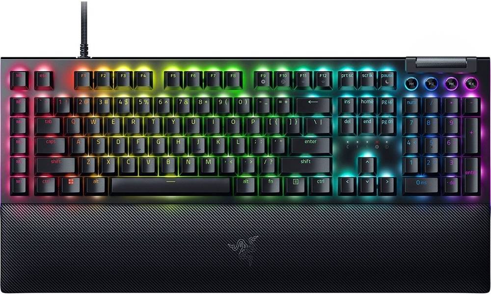 Razer BlackWidow V4 Mechanical Gaming Keyboard, Razer Green Switches, Black | RZ03-04690100-R3M1